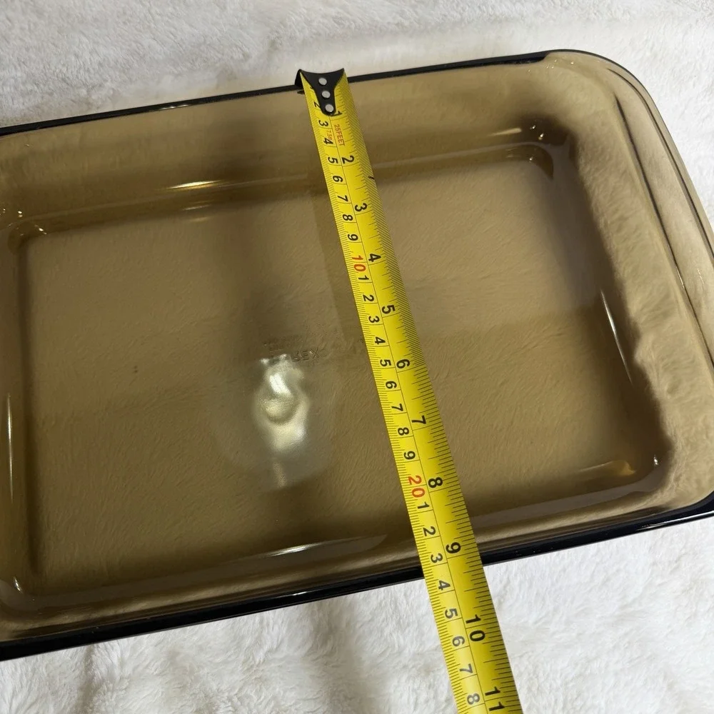 Vintage 1980's Pyrex Amber Glass 233 Tab Handles Cake Brownie Bake Pan Casserole